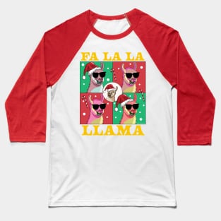 Fa La La Llama - Funny Christmas Falala Llama with Santa Hat Baseball T-Shirt